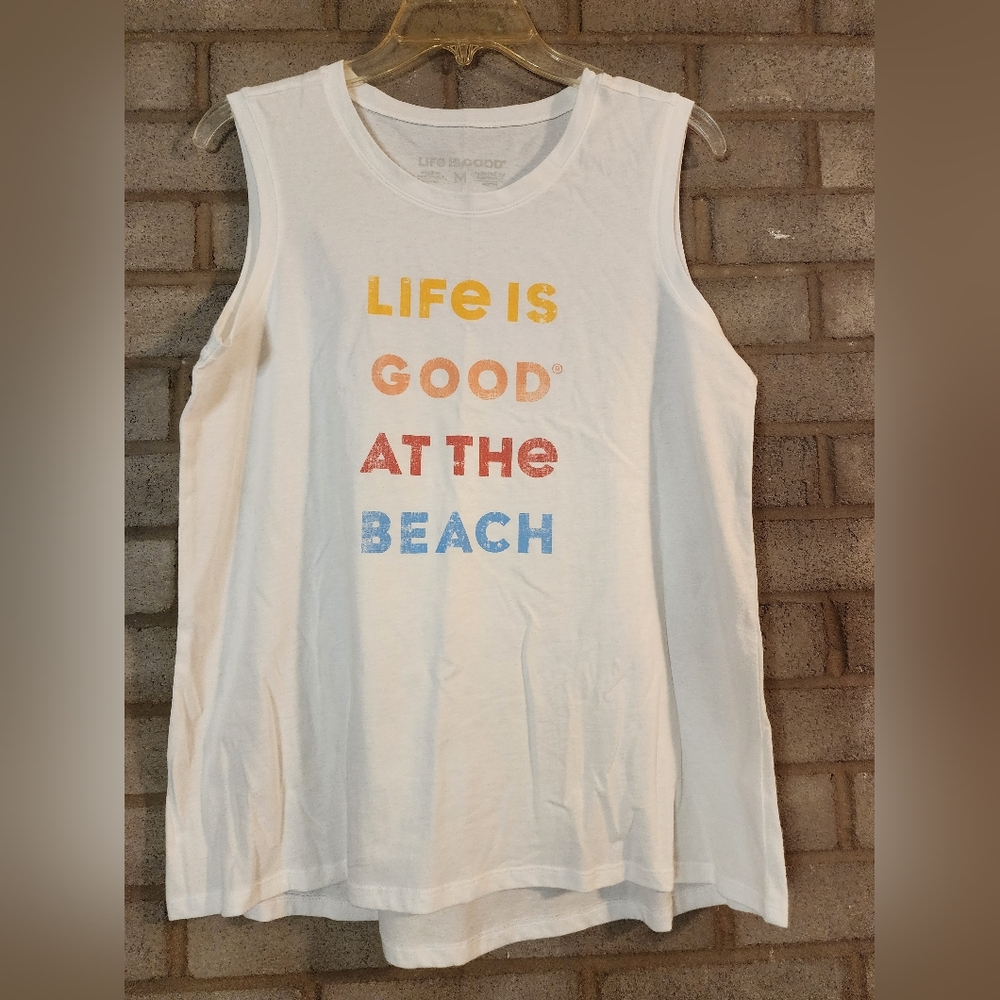 Nwot Life Is Good White Tank with Colorful Text